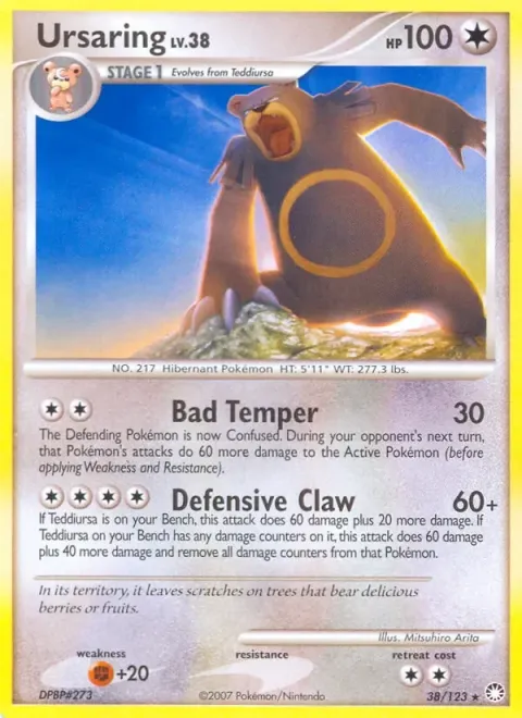 Carte Pokémon Ursaring 038/123, extension Trésors Mystérieux