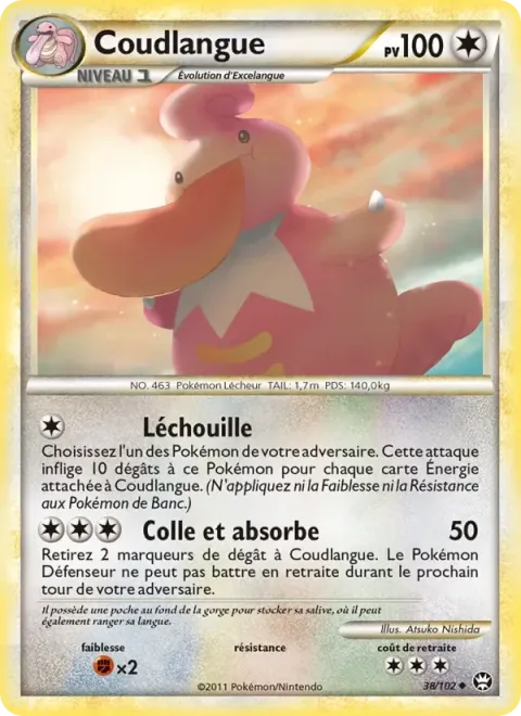 Carte Pokémon Coudlangue 038/102, extension Triomphant