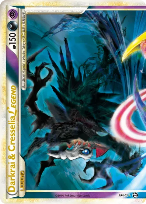 Carte Pokémon Darkrai & Cresselia LÉGENDE 099/102, extension Triomphant