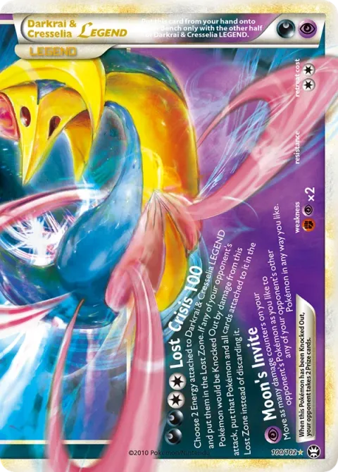 Carte Pokémon Darkrai & Cresselia LÉGENDE 100/102, extension Triomphant