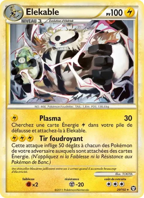 Carte Pokémon Élekable 020/102, extension Triomphant