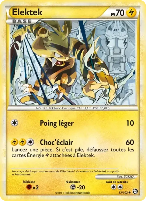 Carte Pokémon Elektek 033/102, extension Triomphant