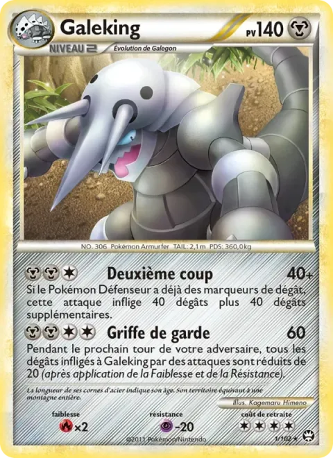 Carte Pokémon Galeking 001/102, extension Triomphant