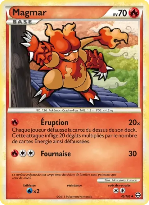 Carte Pokémon Magmar 042/102, extension Triomphant