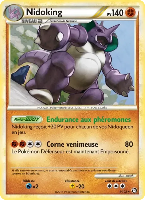 Carte Pokémon Nidoking 006/102, extension Triomphant