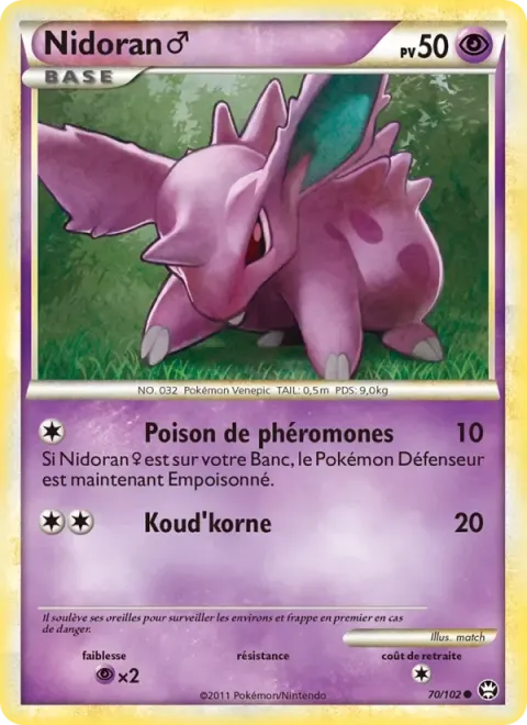 Carte Pokémon Nidoran♂ 070/102, extension Triomphant