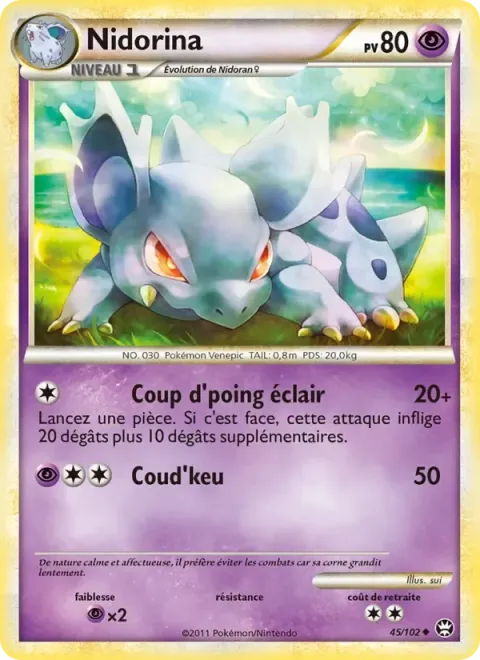 Carte Pokémon Nidorina 045/102, extension Triomphant