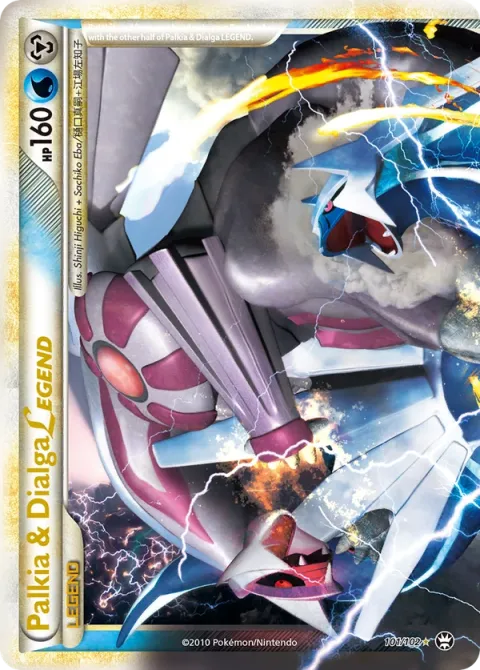 Carte Pokémon Palkia & Dialga LÉGENDE 101/102, extension Triomphant
