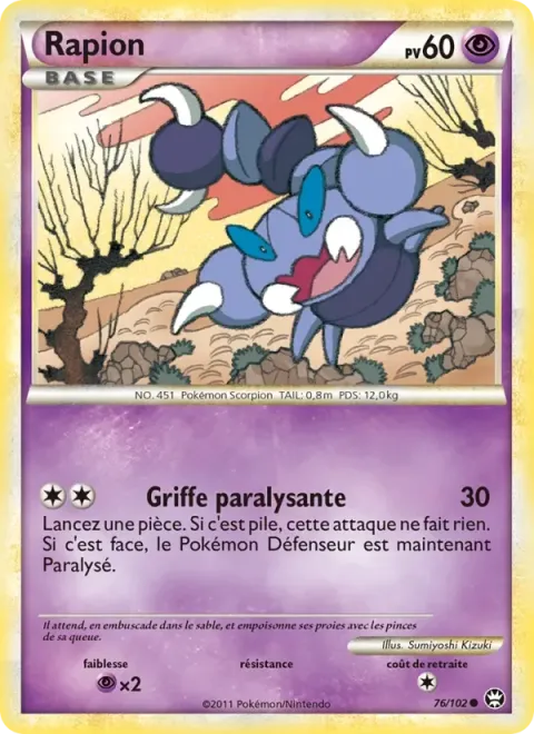 Carte Pokémon Rapion 076/102, extension Triomphant