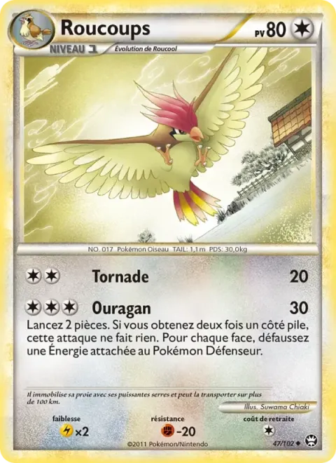 Carte Pokémon Roucoups 047/102, extension Triomphant