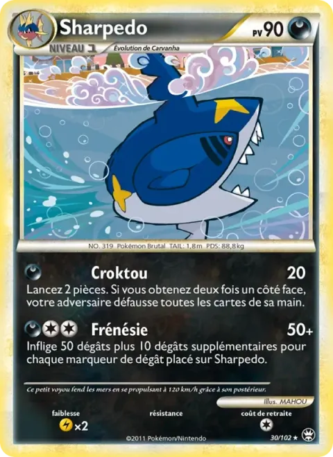 Carte Pokémon Sharpedo 030/102, extension Triomphant