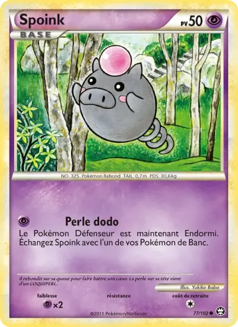 Carte Pokémon Spoink 077/102, extension Triomphant