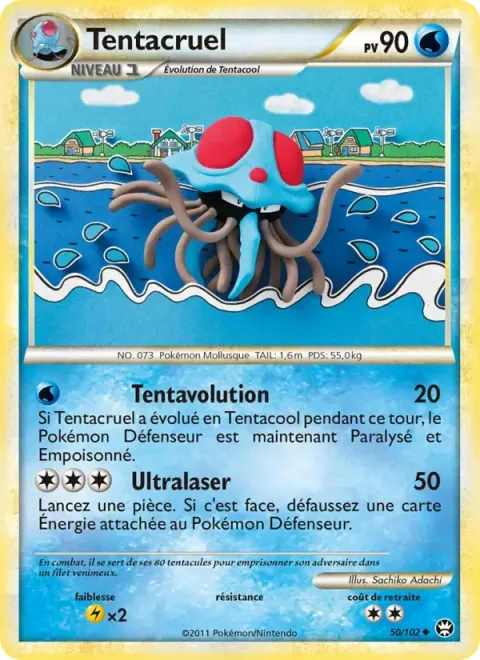Carte Pokémon Tentacruel 050/102, extension Triomphant