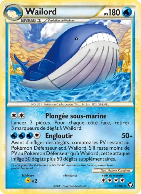 Carte Pokémon Wailord 031/102, extension Triomphant
