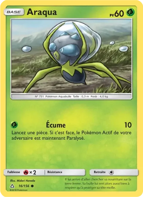 Carte Pokémon Araqua 016/156, extension Ultra-Prisme