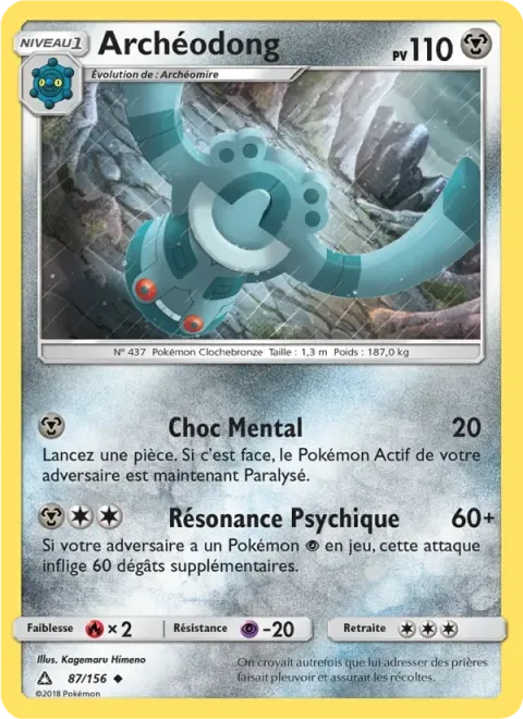 Carte Pokémon Archéodong 087/156, extension Ultra-Prisme