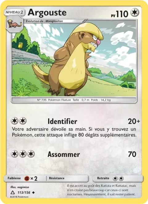 Carte Pokémon Argouste 113/156, extension Ultra-Prisme