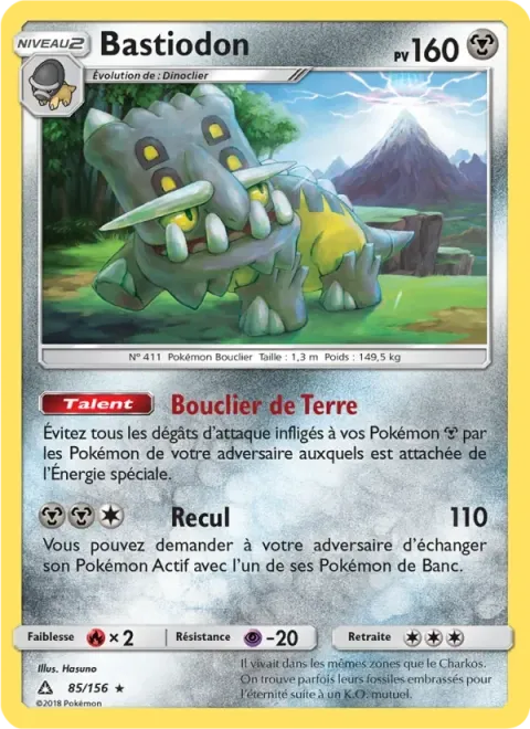 Carte Pokémon Bastiodon 085/156, extension Ultra-Prisme