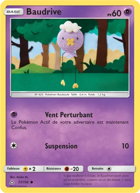 Carte Pokémon Baudrive 051/156, extension Ultra-Prisme
