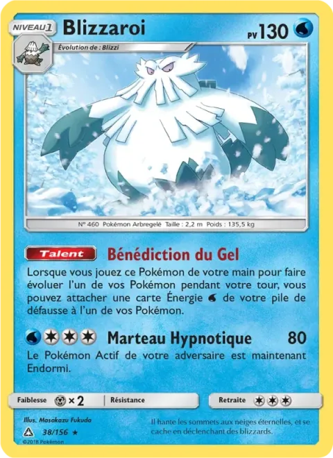 Carte Pokémon Blizzaroi 038/156, extension Ultra-Prisme
