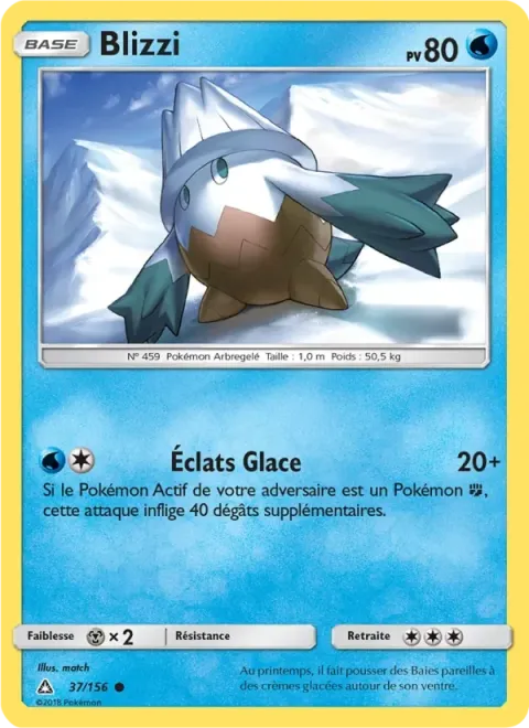 Carte Pokémon Blizzi 037/156, extension Ultra-Prisme