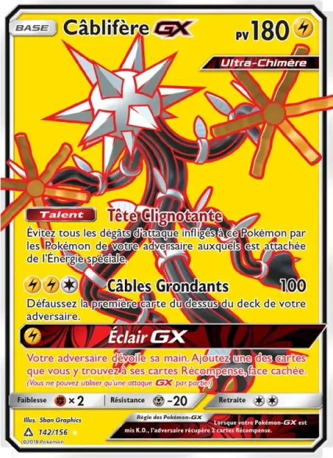 Carte Pokémon Câblifère GX 142/156, extension Ultra-Prisme
