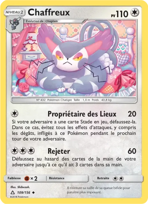Carte Pokémon Chaffreux 109/156, extension Ultra-Prisme