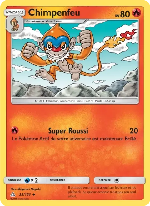 Carte Pokémon Chimpenfeu 022/156, extension Ultra-Prisme