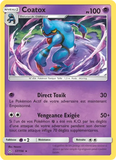 Carte Pokémon Coatox 057/156, extension Ultra-Prisme
