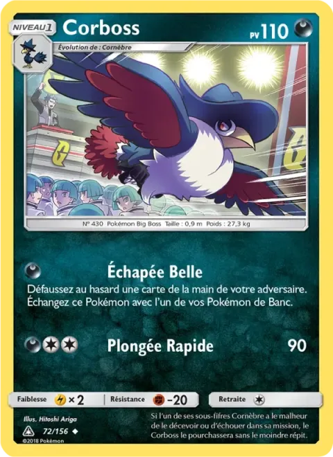 Carte Pokémon Corboss 072/156, extension Ultra-Prisme