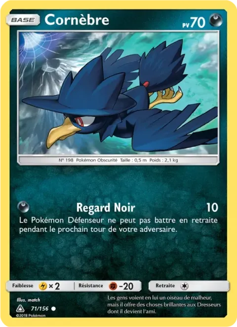 Carte Pokémon Cornèbre 071/156, extension Ultra-Prisme