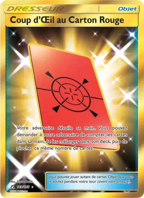 Carte Pokémon Coup d’Œil au Carton Rouge 169/156, extension Ultra-Prisme