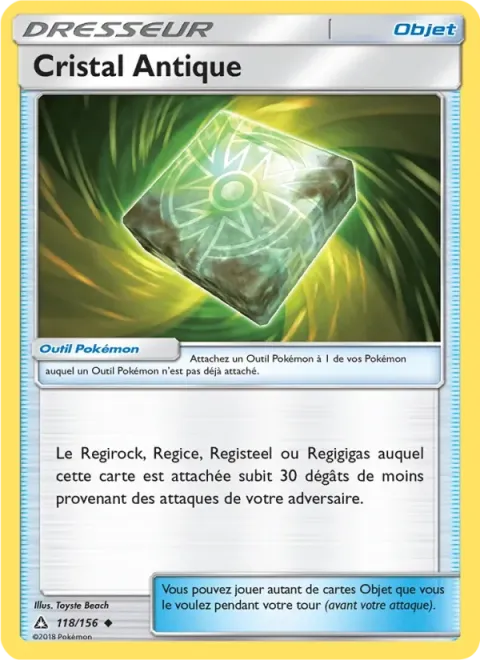 Carte Pokémon Cristal Antique 118/156, extension Ultra-Prisme