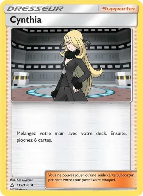 Carte Pokémon Cynthia 119/156, extension Ultra-Prisme