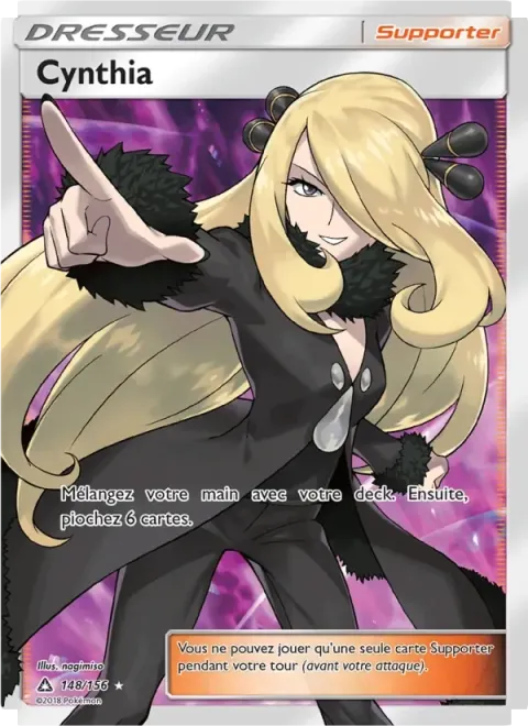 Carte Pokémon Cynthia 148/156, extension Ultra-Prisme
