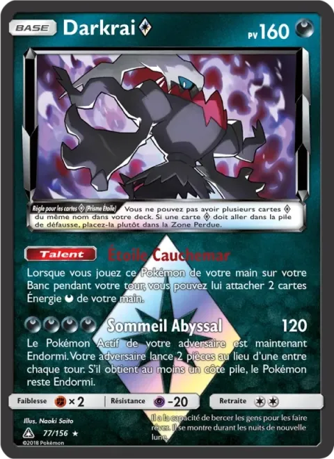 Carte Pokémon Darkrai ◇ 077/156, extension Ultra-Prisme