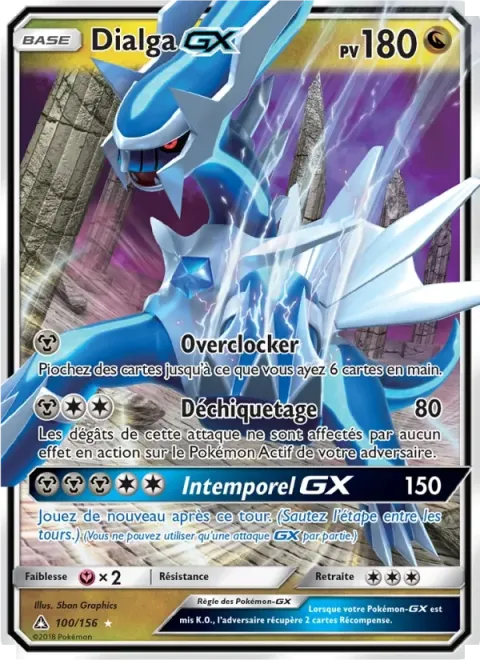 Carte Pokémon Dialga GX 100/156, extension Ultra-Prisme