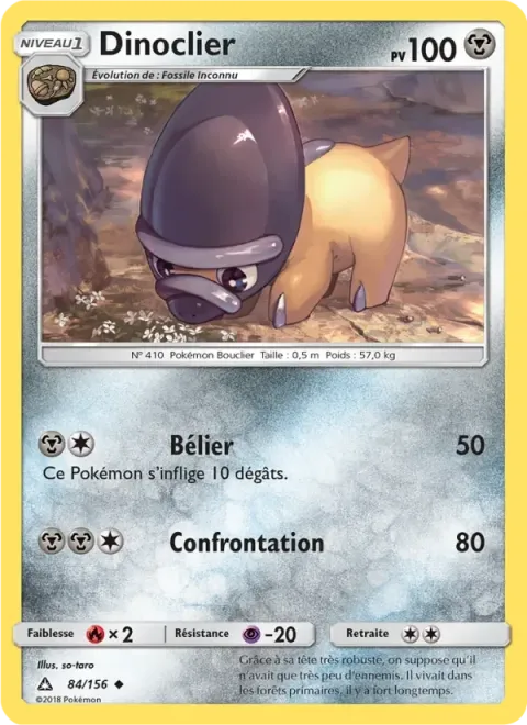 Carte Pokémon Dinoclier 084/156, extension Ultra-Prisme