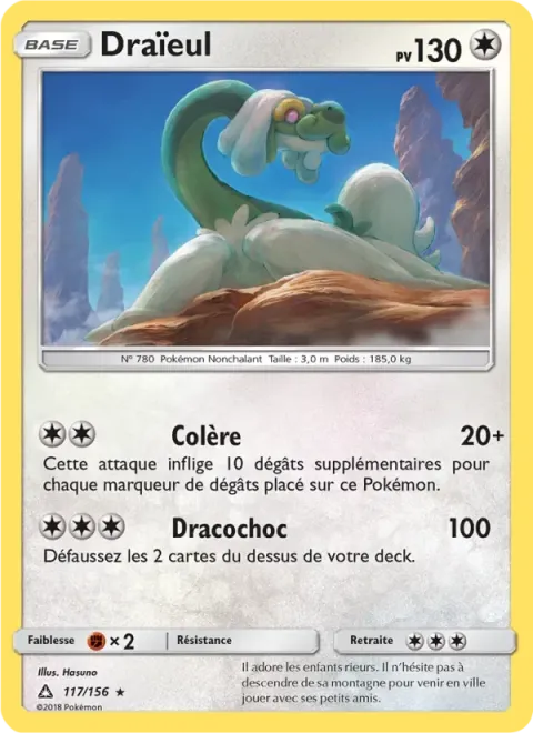 Carte Pokémon Draïeul 117/156, extension Ultra-Prisme