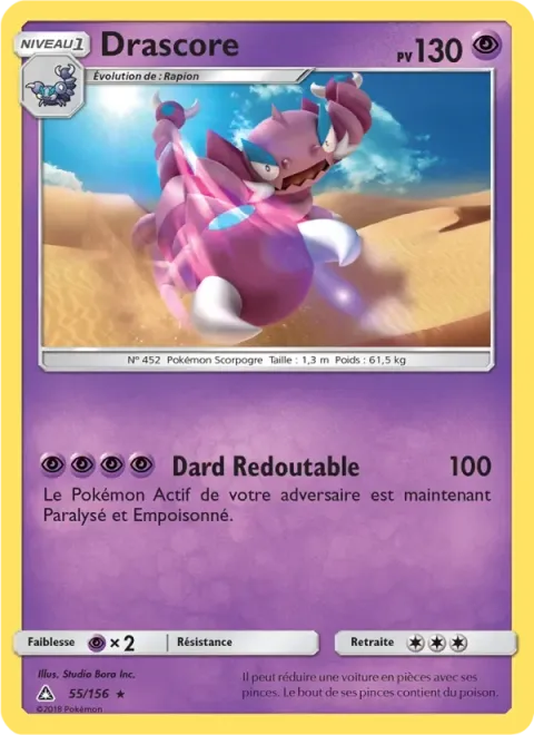 Carte Pokémon Drascore 055/156, extension Ultra-Prisme