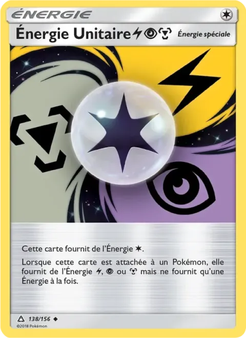 Carte Pokémon Énergie Unitaire Électrique Psy Métal 138/156, extension Ultra-Prisme