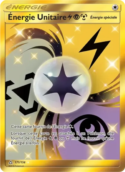 Carte Pokémon Énergie Unitaire Électrique Psy Métal 171/156, extension Ultra-Prisme