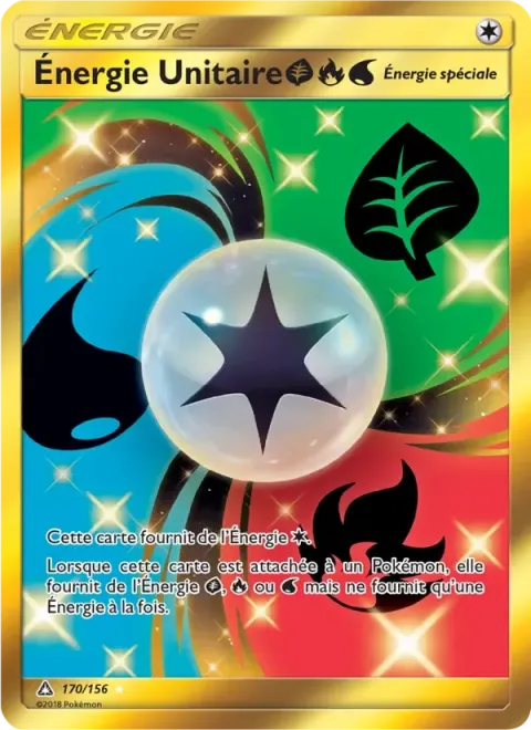 Carte Pokémon Énergie Unitaire Plante Feu Eau 170/156, extension Ultra-Prisme