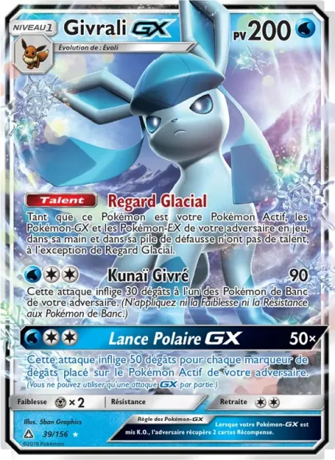 Carte Pokémon Givrali GX 039/156, extension Ultra-Prisme