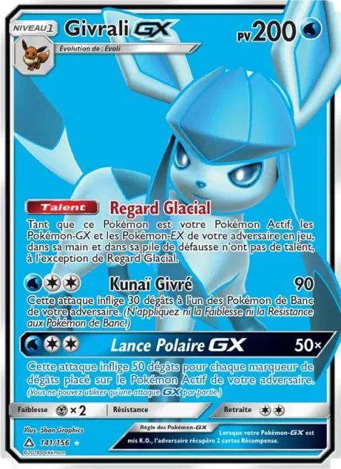 Carte Pokémon Givrali GX 141/156, extension Ultra-Prisme