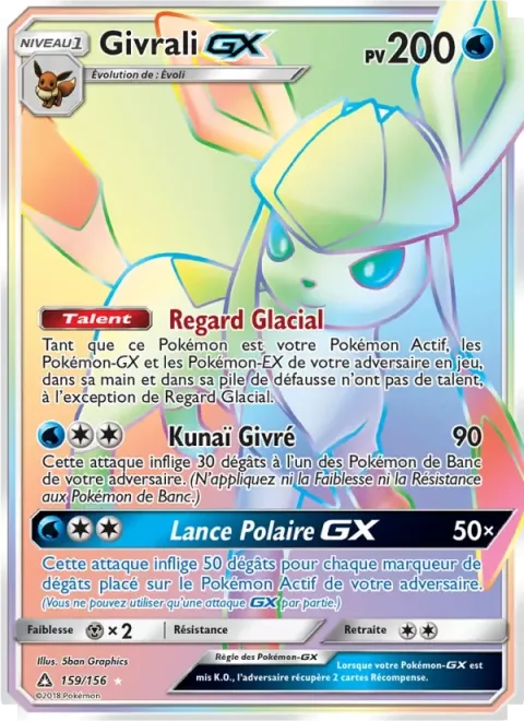 Carte Pokémon Givrali GX 159/156, extension Ultra-Prisme