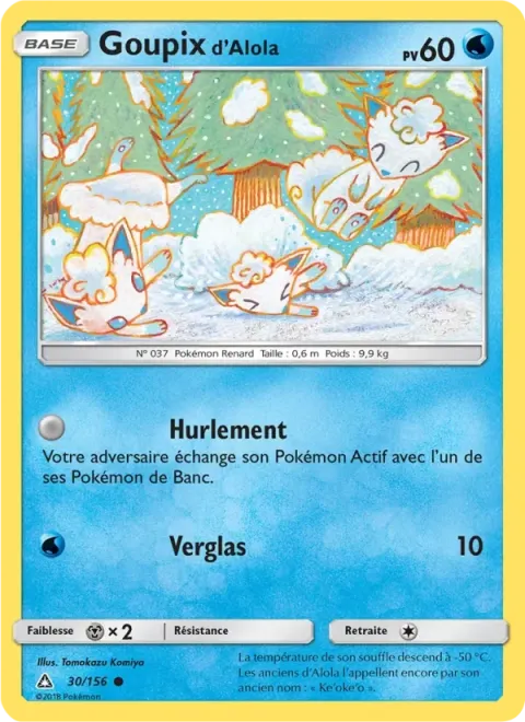 Carte Pokémon Goupix d’Alola 030/156, extension Ultra-Prisme