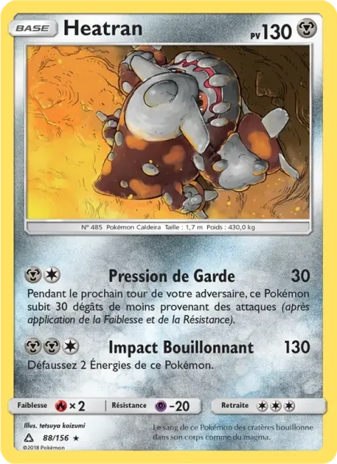 Carte Pokémon Heatran 088/156, extension Ultra-Prisme