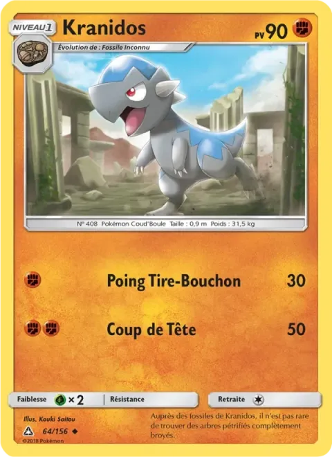 Carte Pokémon Kranidos 064/156, extension Ultra-Prisme