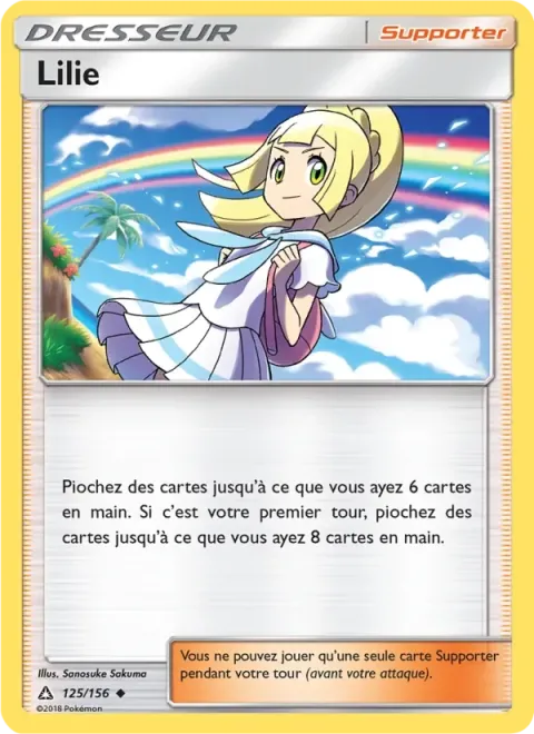 Carte Pokémon Lilie 125/156, extension Ultra-Prisme